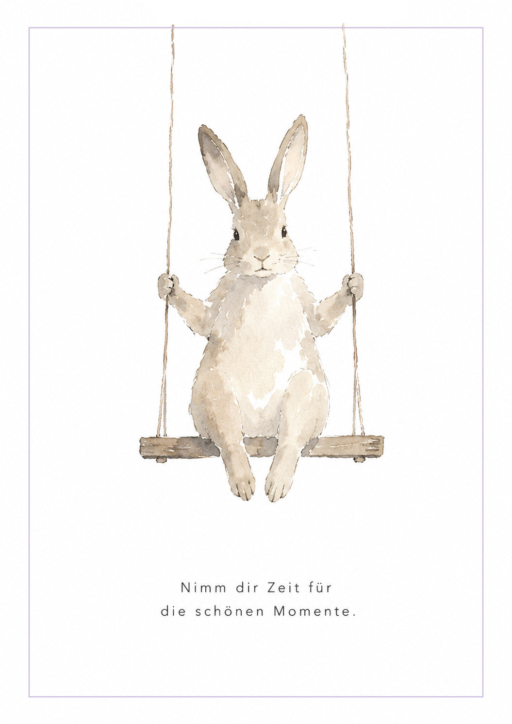 DIN A6 Postkarte "Nimm dir Zeit für die schönen Momente." - Schaukelhase