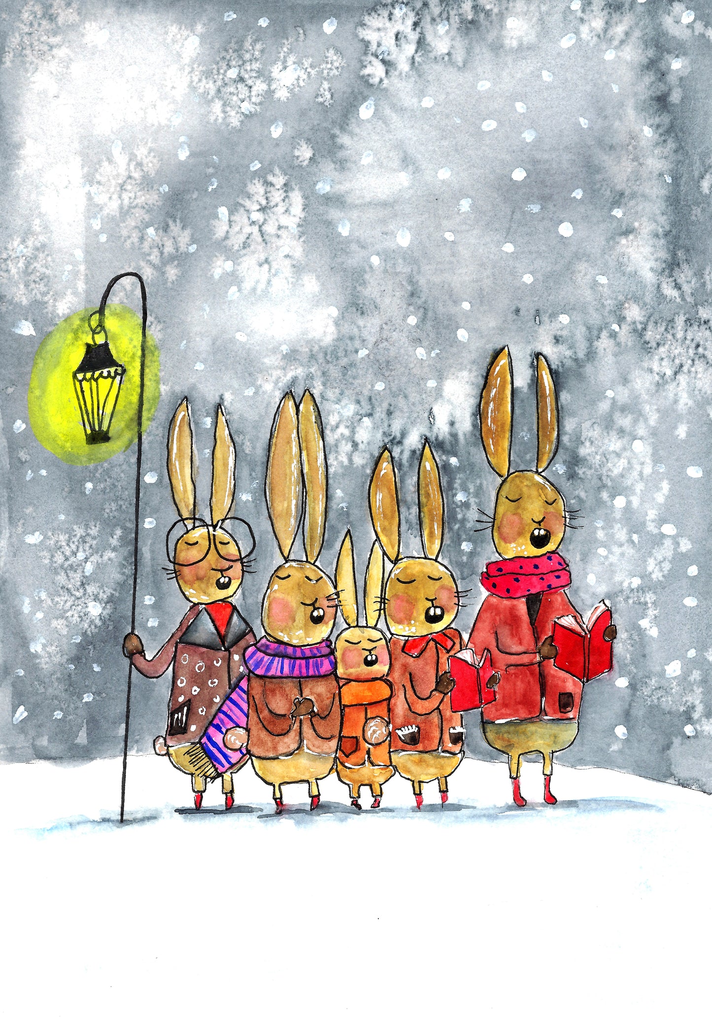 Klappkarten mit Umschlag - Hasenweihnacht