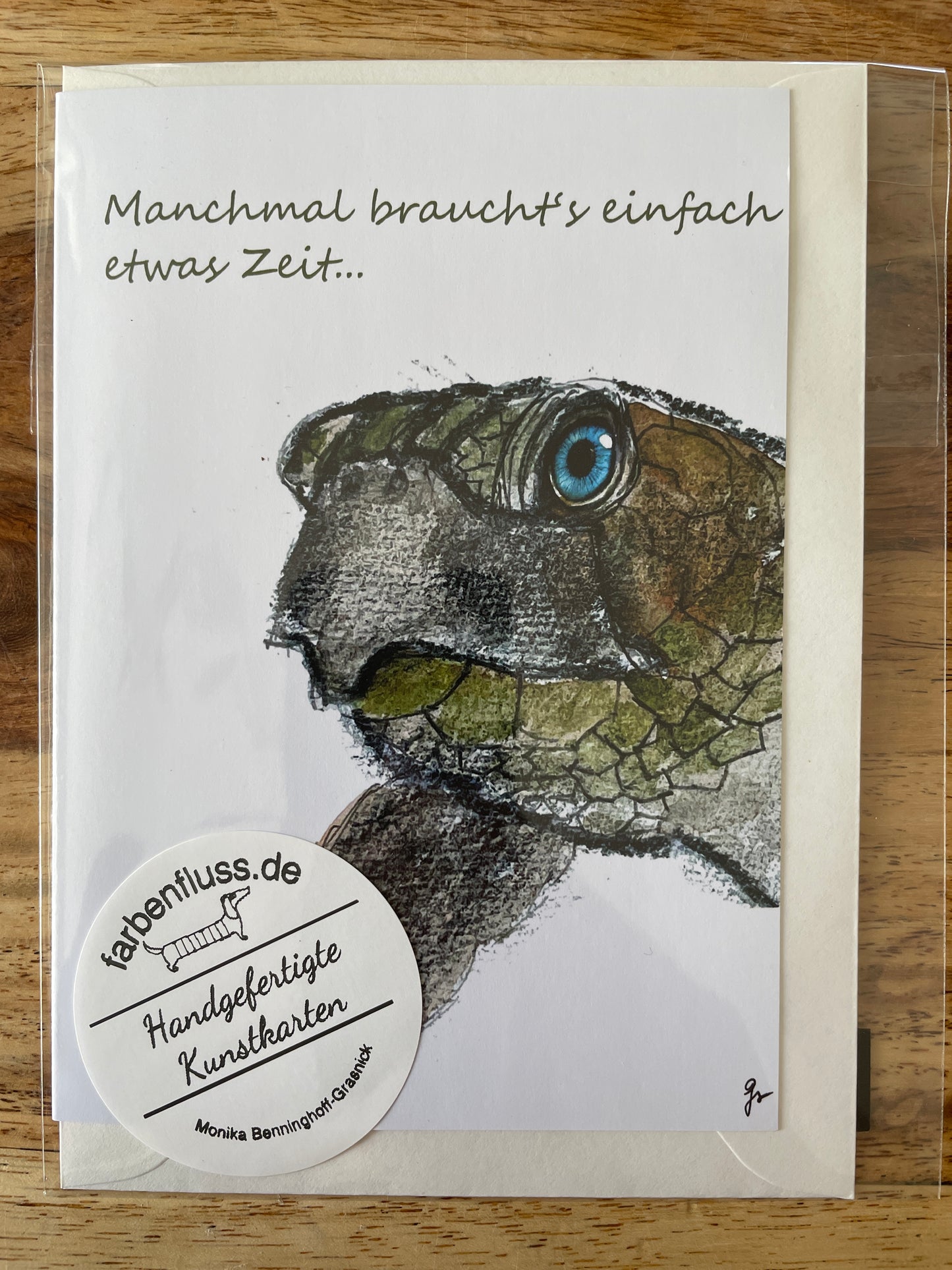 Klappkarte mit Umschlag - Schildkrötenedition "Manchmal braucht's Zeit"