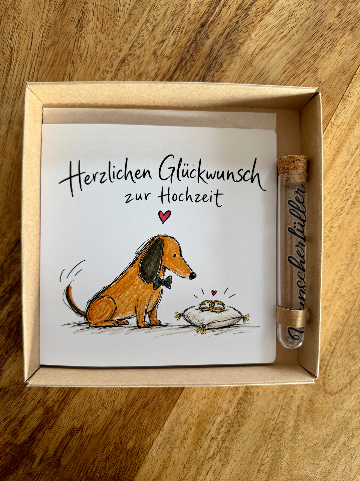 Geschenkbox zur Hochzeit mit Klappkarte & Wunscherfüller