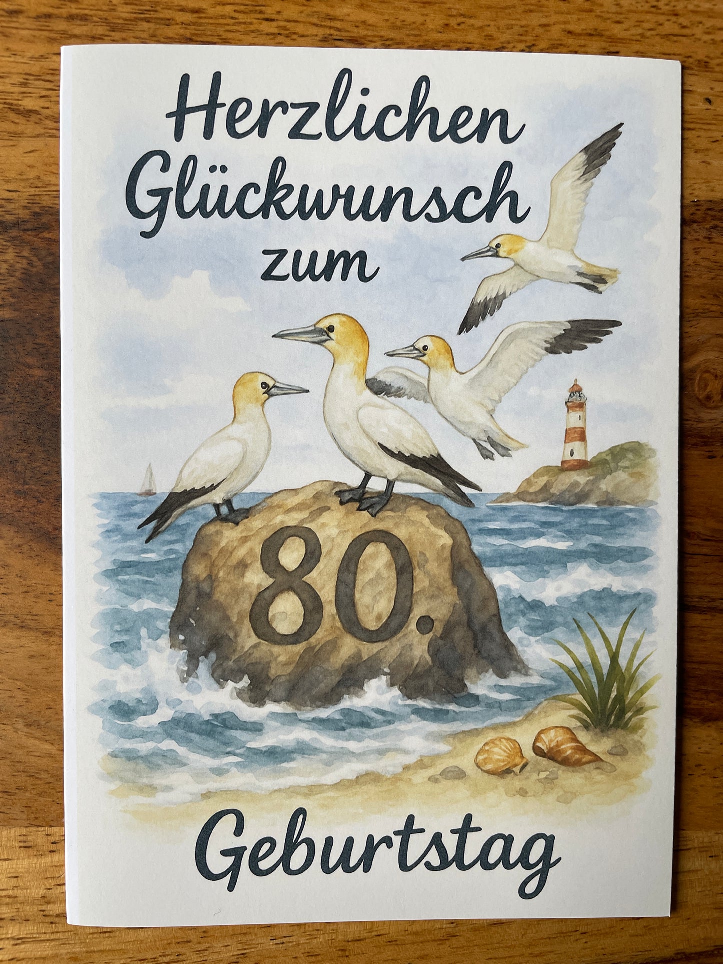 Klappkarten mit Umschlag - Maritim zum 80. Geburtstag