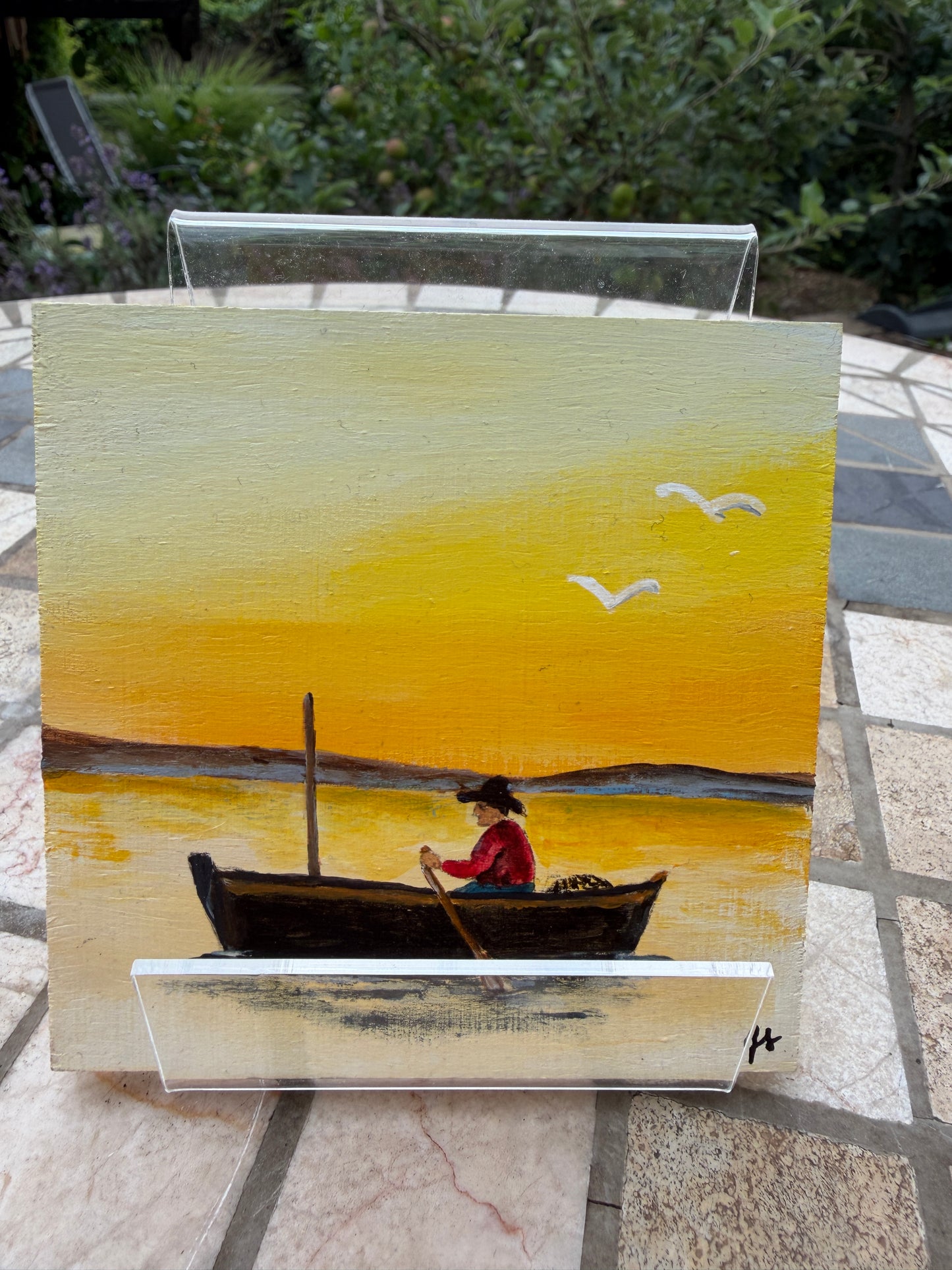 Original Acrylbild „Abendruhe“ – 10 × 10 cm