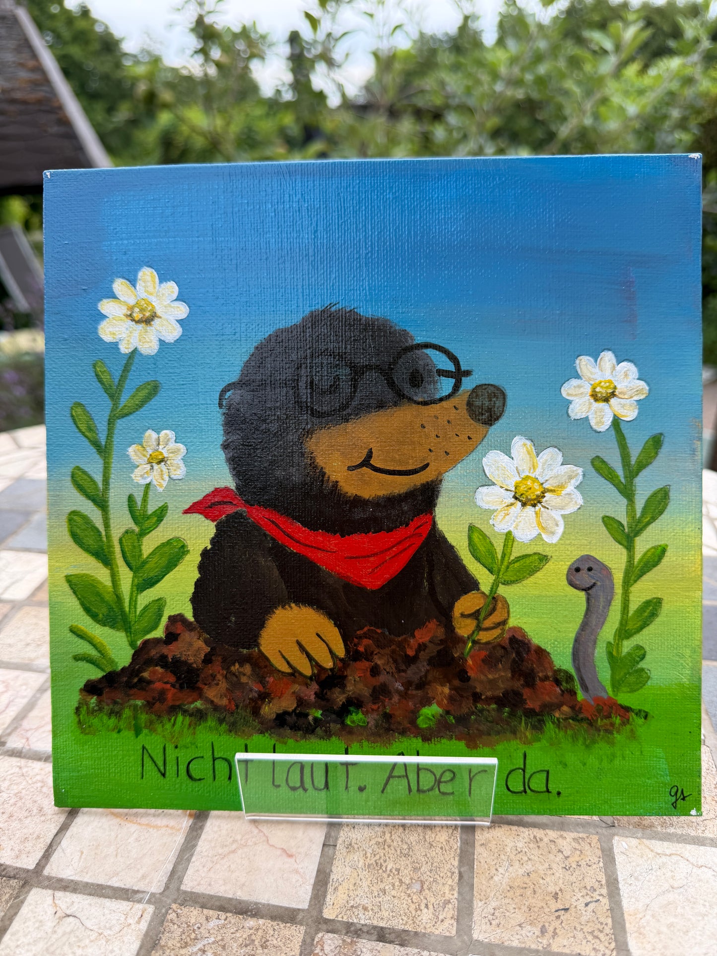Original Acrylbild „Nicht laut. Aber da.“ – 20 × 20 cm