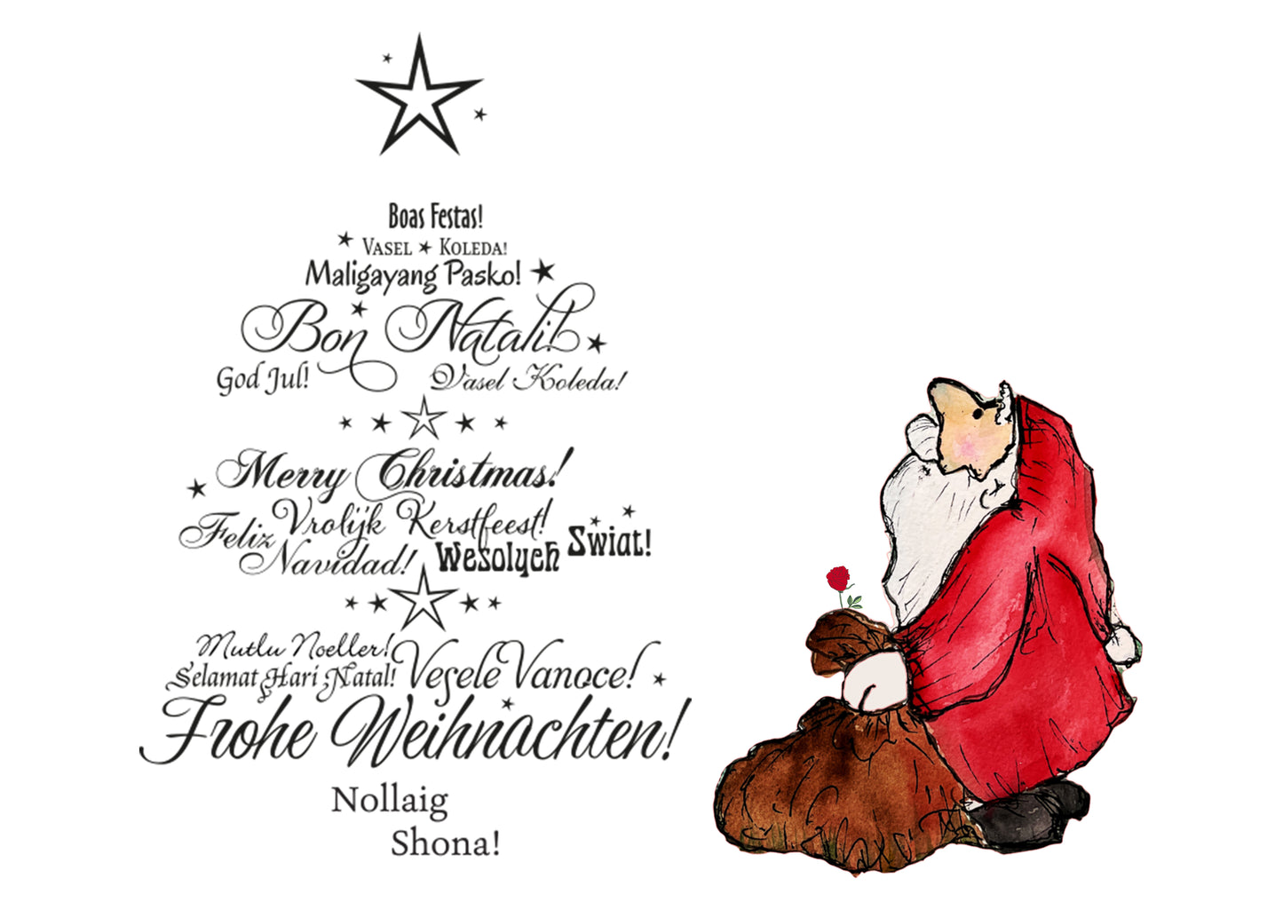 Klappkarten mit Umschlag - Nikolaus mit Weihnachtssack