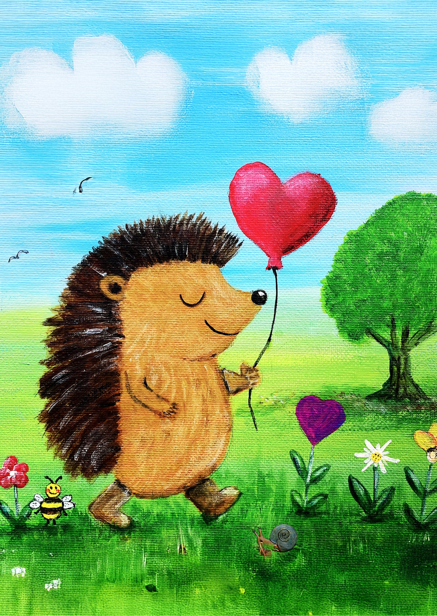 Klappkarte mit Umschlag - Igel mit Luftballon