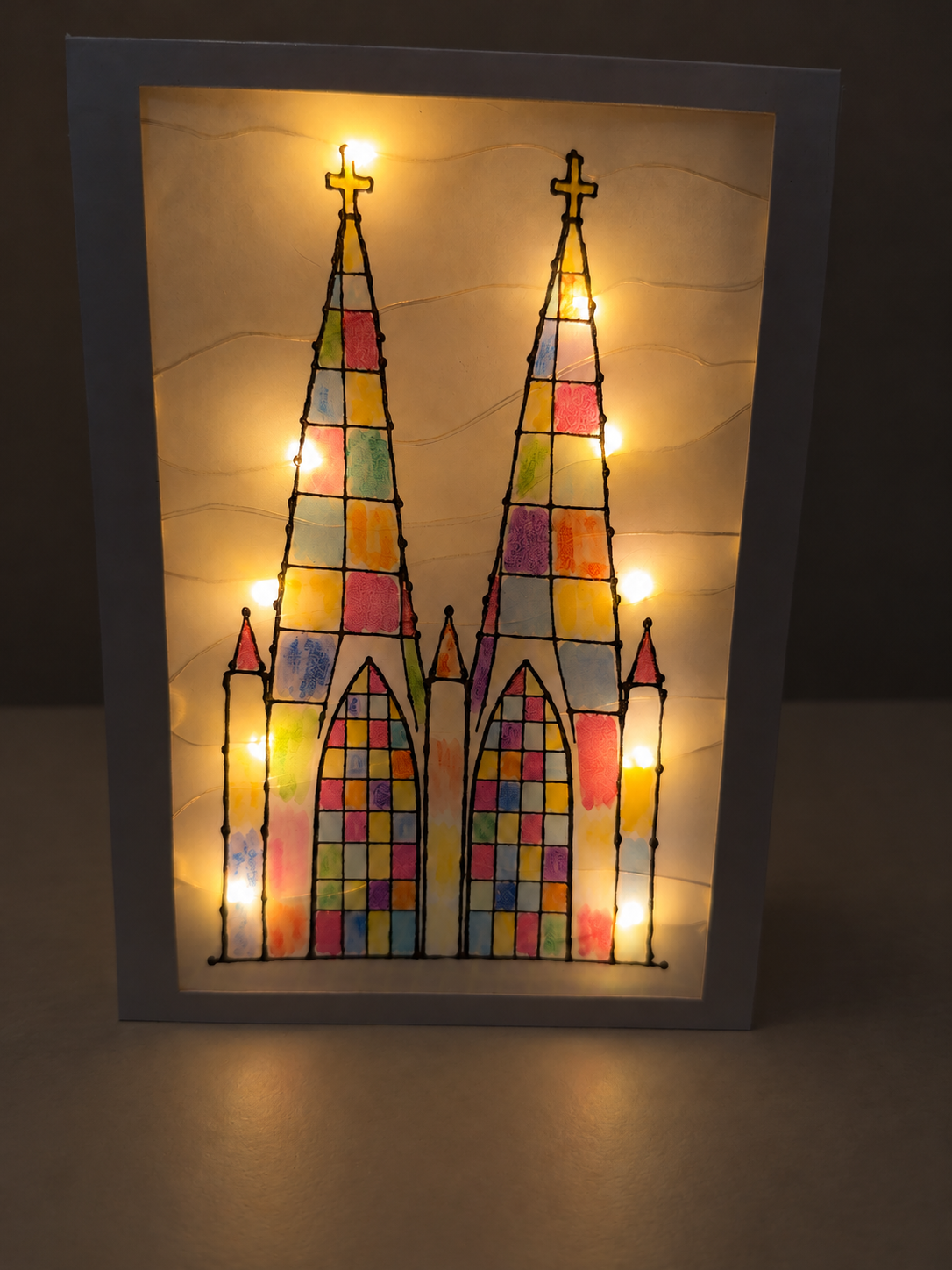 Lichtkarte „Bunter Kölner Dom“ – ein kleiner Gruß mit Leuchten