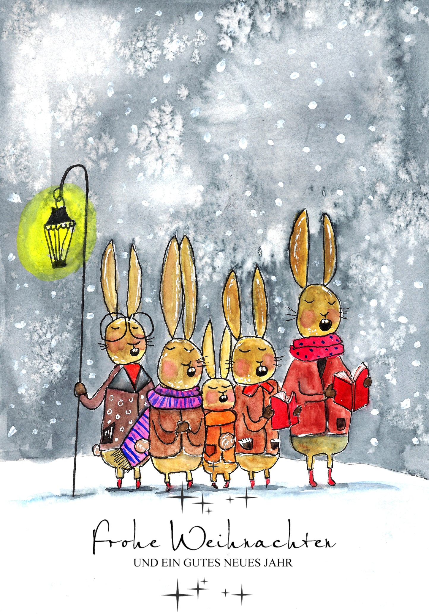 Klappkarten mit Umschlag - Hasenweihnacht mit Schriftzug