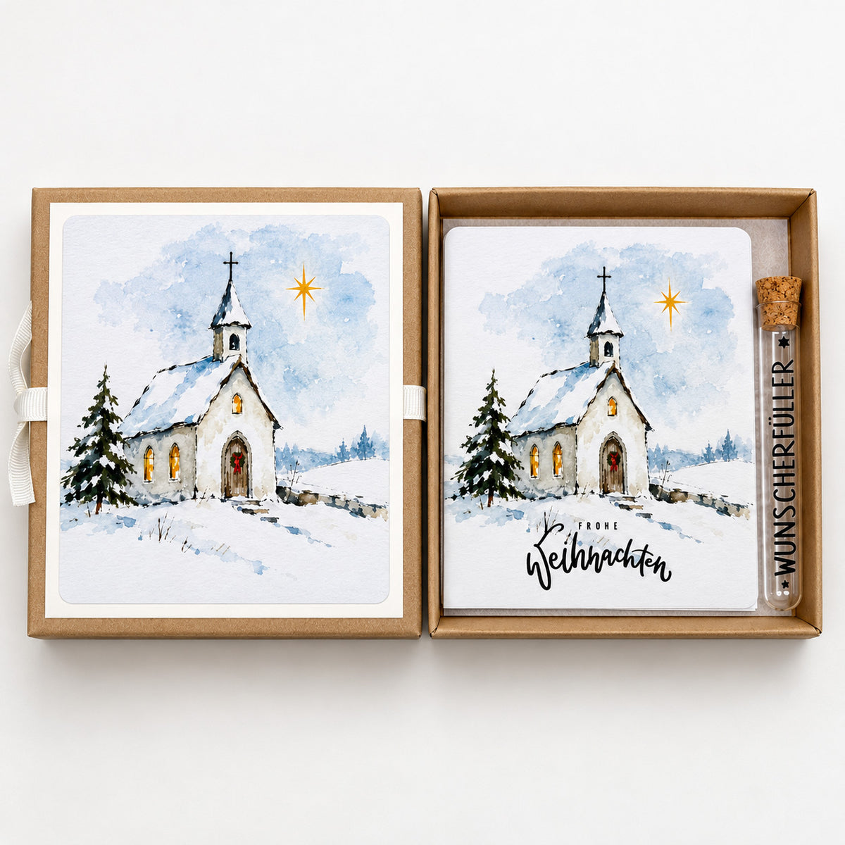 Weihnachts-Geschenkbox mit Klappkarte & Wunscherfüller – 4 Motive