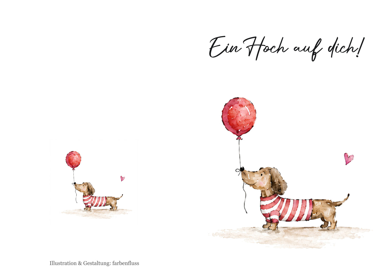 Geburtstagskarte – Dackel mit Luftballon | Klappkarte DIN A6