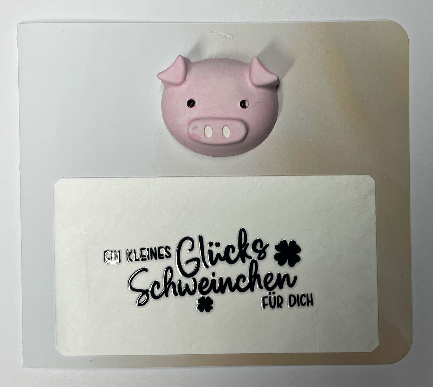 Glückskarte „Schweinchenglück“ – 10×10 cm – Unikat