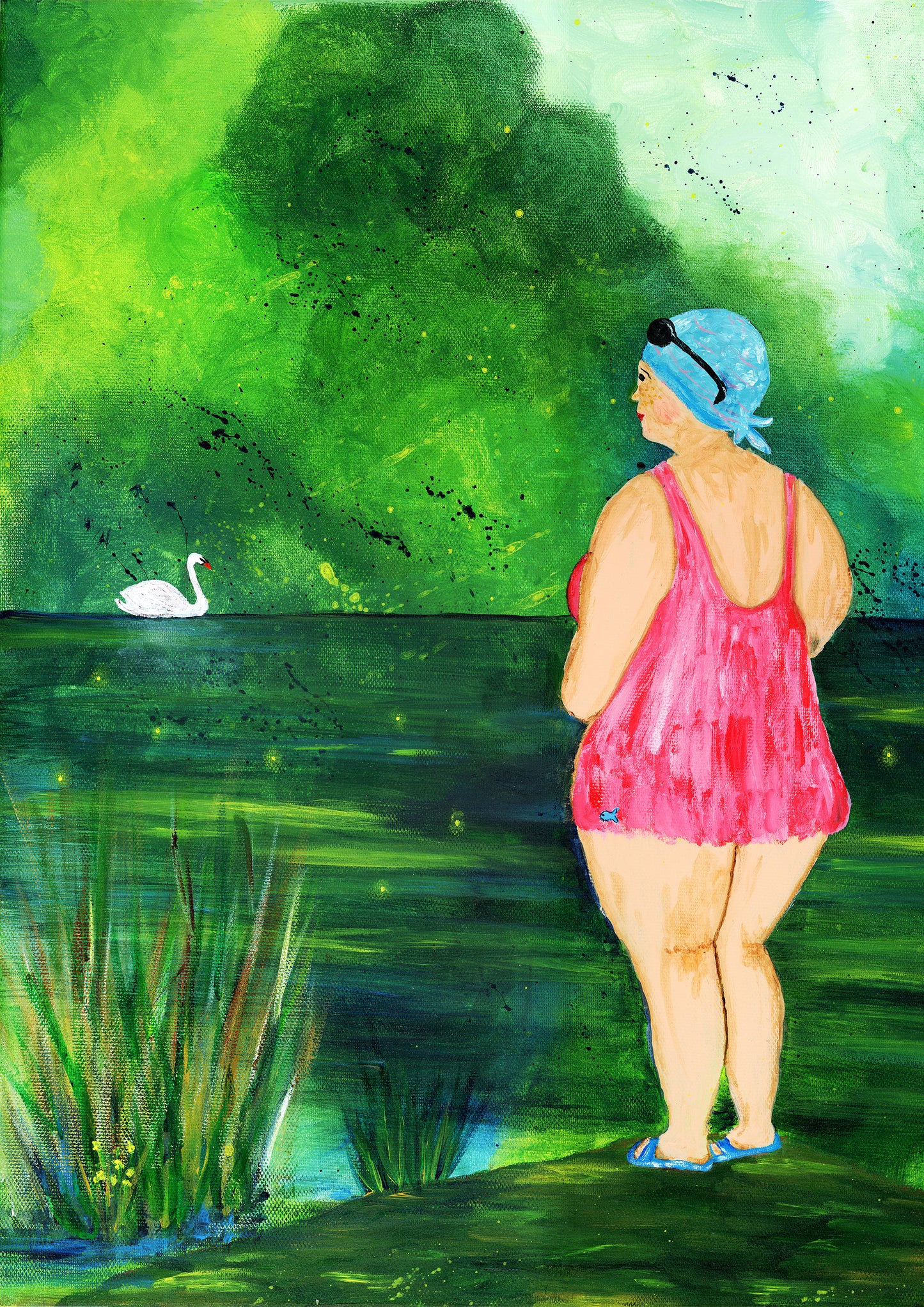 FineArt Print - Badedame am See