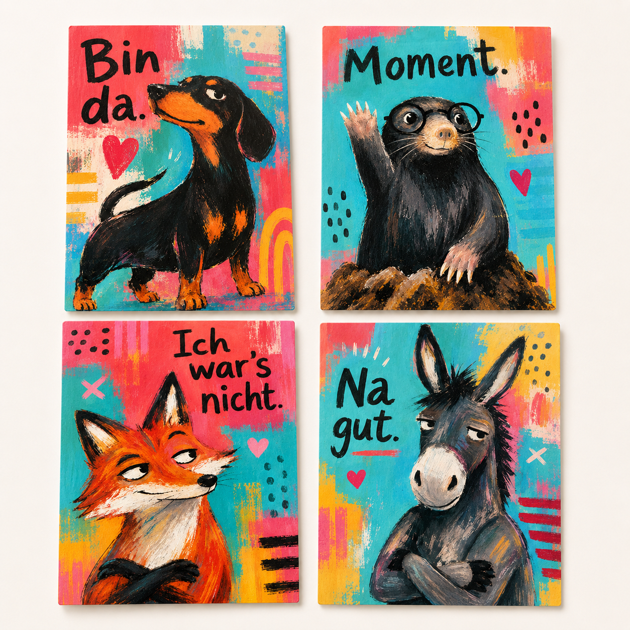 Postkarten-Set „Freche Tiere“ – 4 Karten