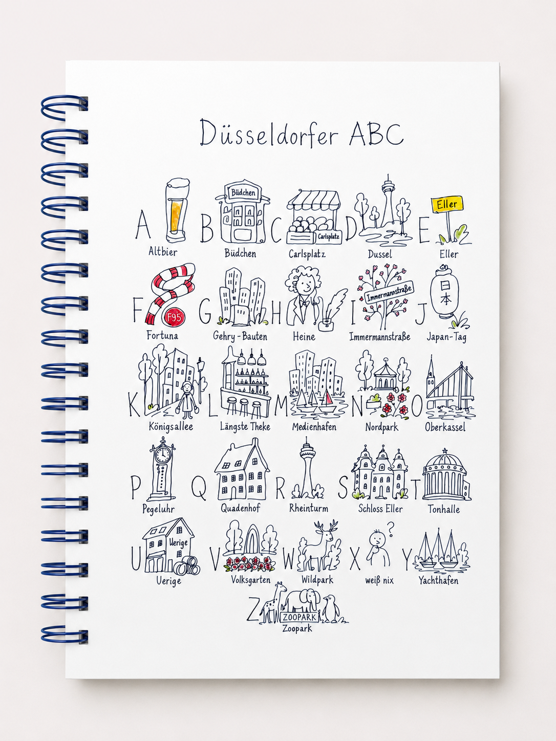 Düsseldorfer ABC – Ringbuchblock DIN A5 | 50 Blatt
