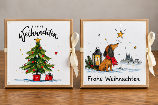 Geschenkbox Weihnachten – handgemacht mit Karte & Wunscherfüller