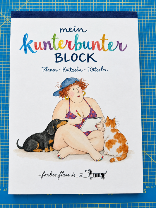 Mein kunterbunter Block – Planen, Kritzeln & Rätseln | DIN A5  Beschreibung