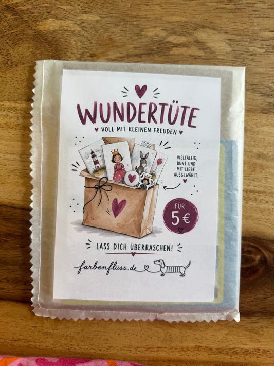 Verpackte farbenfluss-Wundertüte mit Grußkarten und Postkarten für 5 Euro