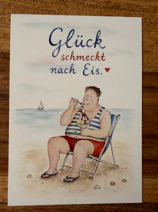 Postkarte „Glück schmeckt nach Eis“