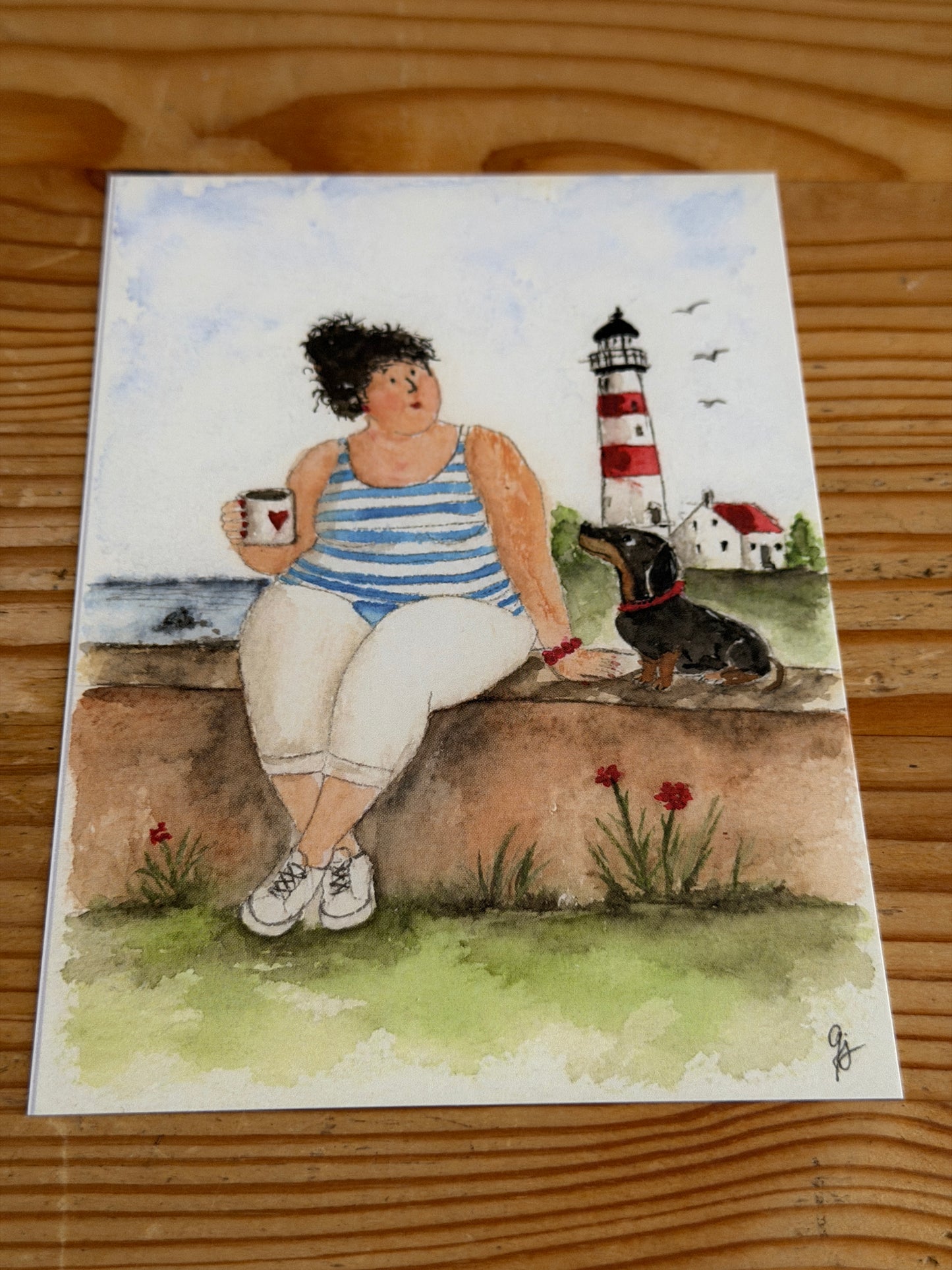 Postkarte A6 „Meerzeit mit Dackel“