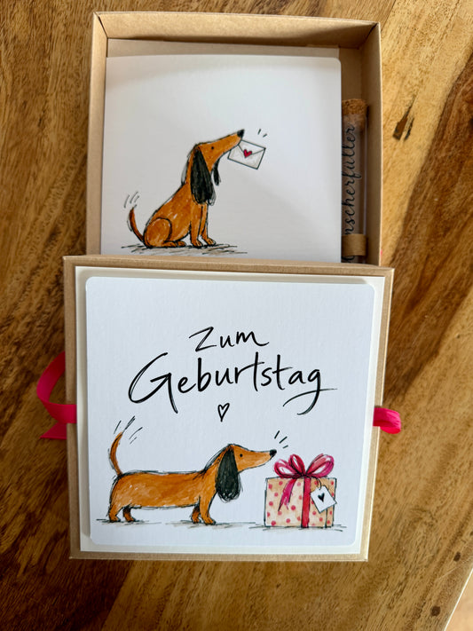 Geschenkbox zum Geburtstag mit Klappkarte & Wunscherfüller