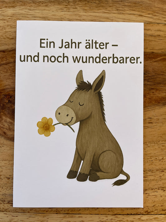 Klappkarten mit Umschlag - Geburtstagskarte mit Esel