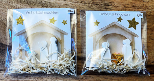 Handgefertigte Krippenkarte – 10 × 10 cm (Unikat)