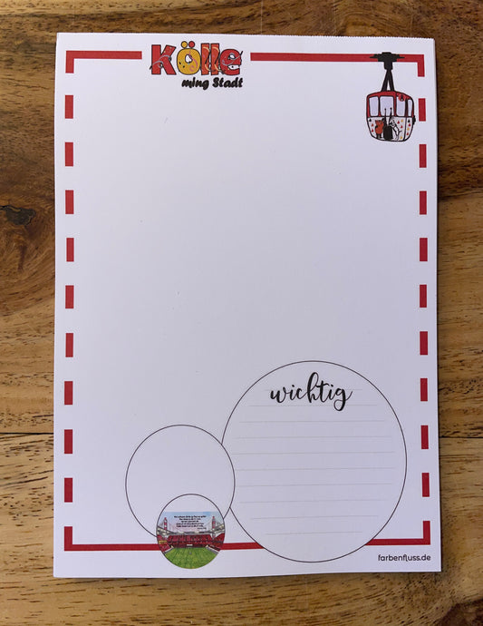 Notizblock DIN A6 - ohne Deckblatt (Motiv:  Kölle ming Stadt, 1. FC Köln)
