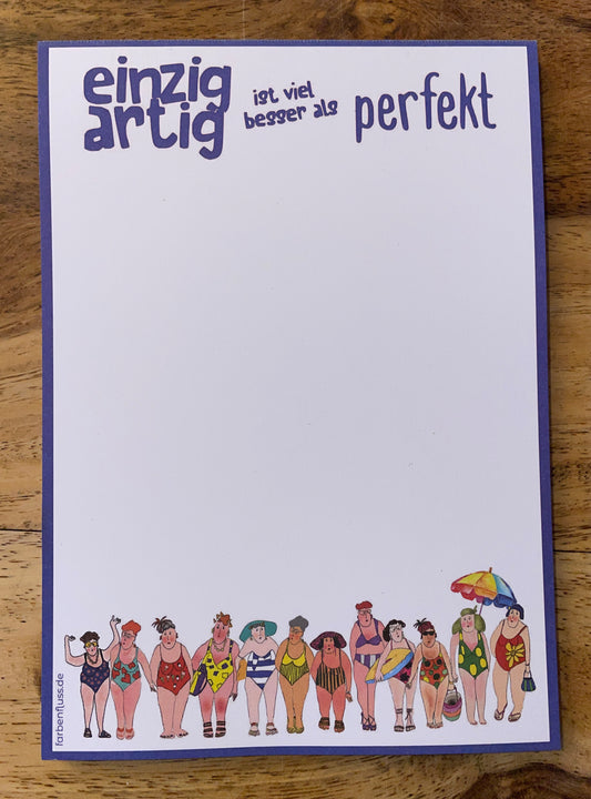 Notizblock DIN A6 - ohne Deckblatt  Einzigartig mit blauem Rand