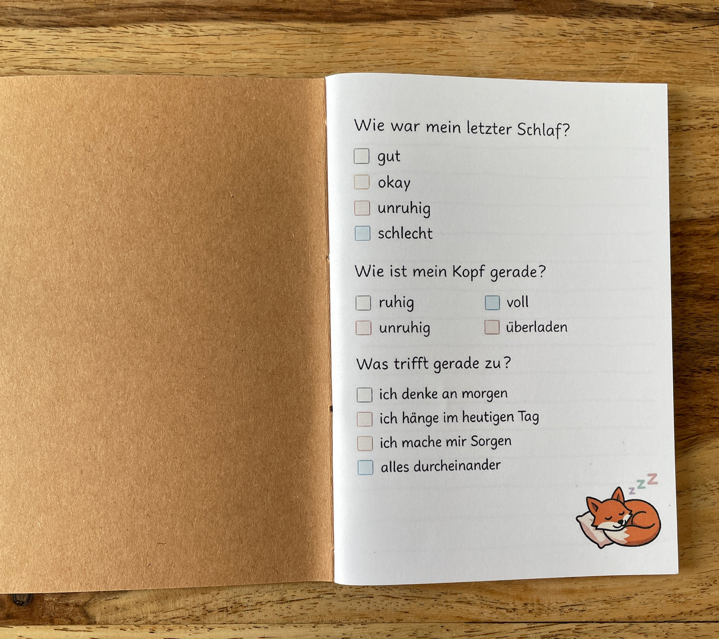 Kleines Schlafbuch – handgenähtes A6-Heft