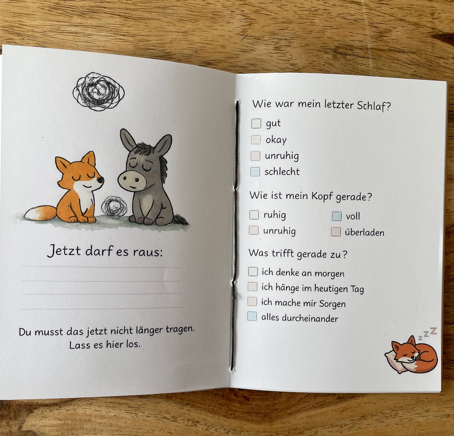 Kleines Schlafbuch – handgenähtes A6-Heft