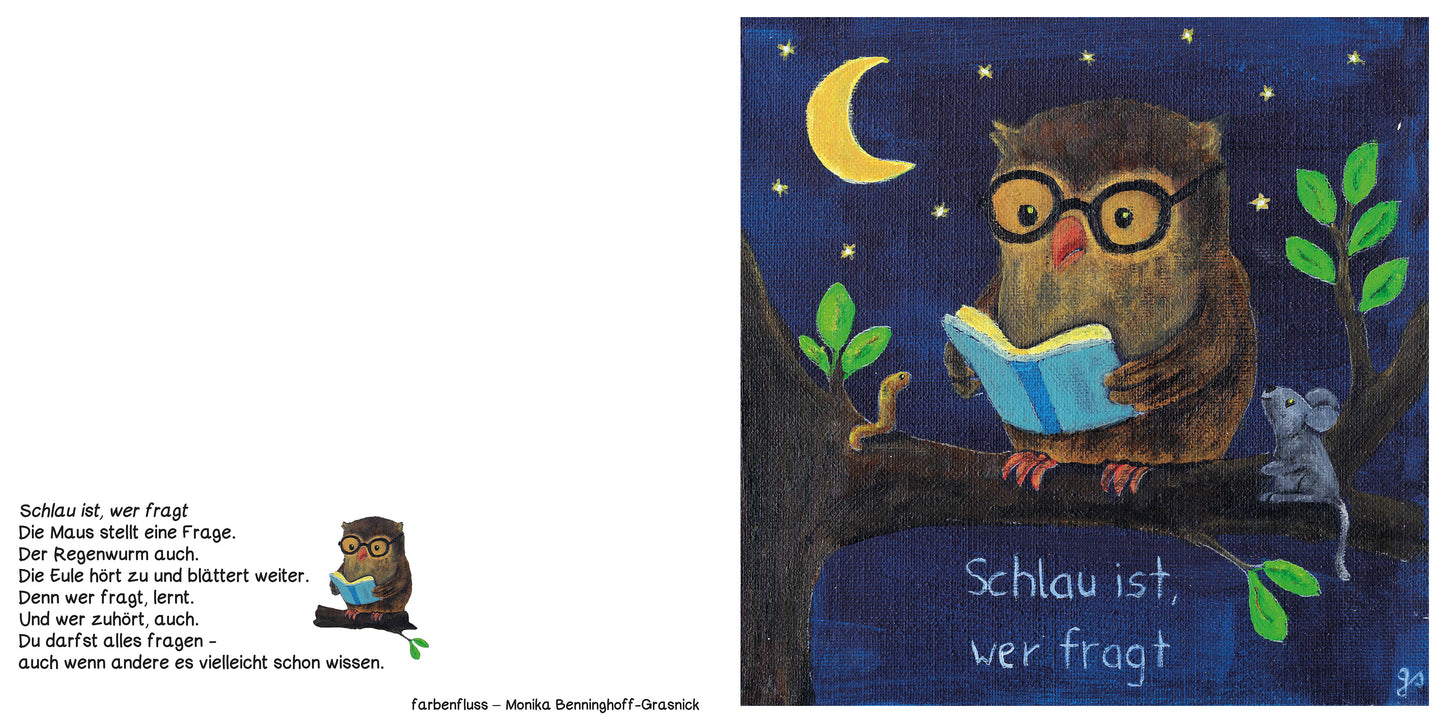 MutMachkarte mit Umschlag - Format 15x15 - Schlau ist, wer fragt.