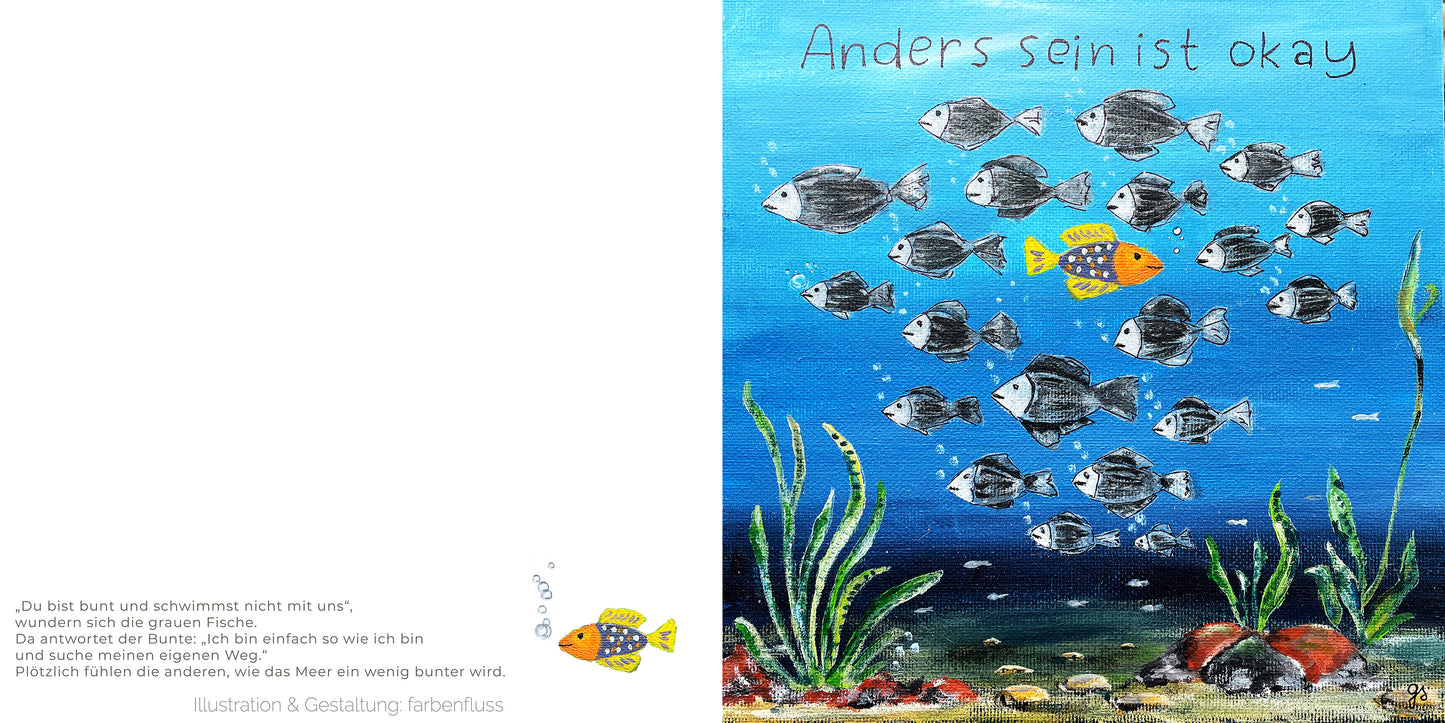 MutMachkarte mit Umschlag - Format 15x15 - Anders sein ist okay