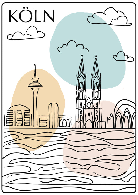 Poster DIN A3 Köln Lineart