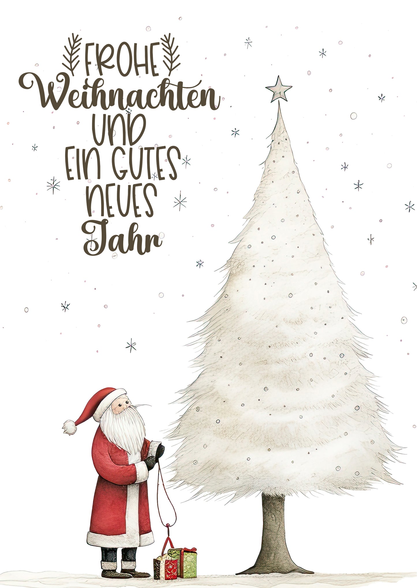 Klappkarten mit Umschlag - Weihnachtsmann mit Schriftzug