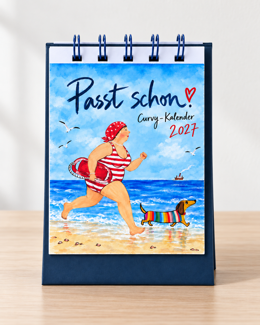 Curvy-Kalender 2027 „Passt schon!“ – Tischkalender mit 12 Curvy-Motiven