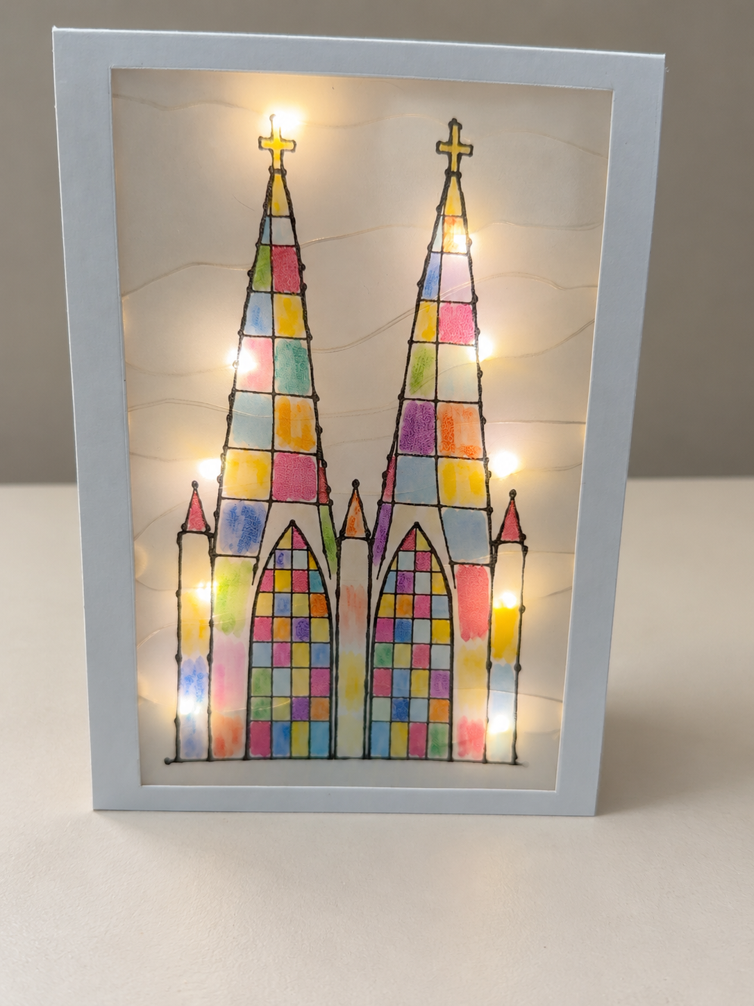 Lichtkarte „Bunter Kölner Dom“ – ein kleiner Gruß mit Leuchten