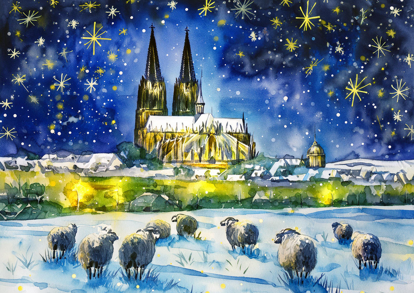 Klappkarten mit Umschlag - Rheinwiesen Köln