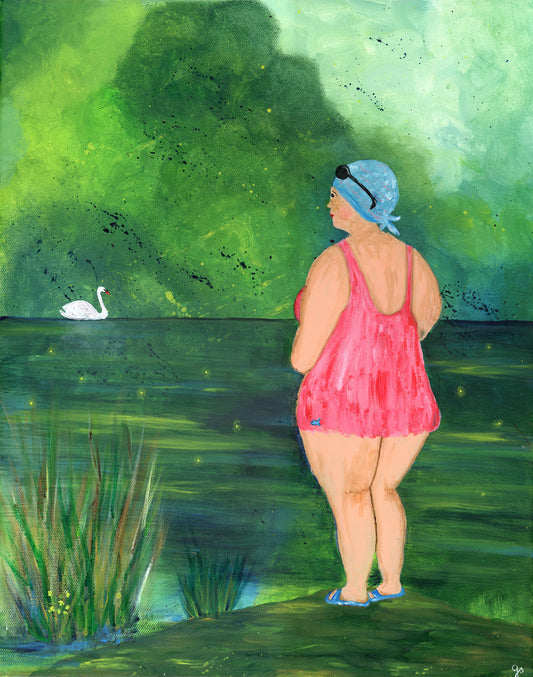 Am stillen See – Original Acrylbild auf Leinwand, 40 × 50 cm