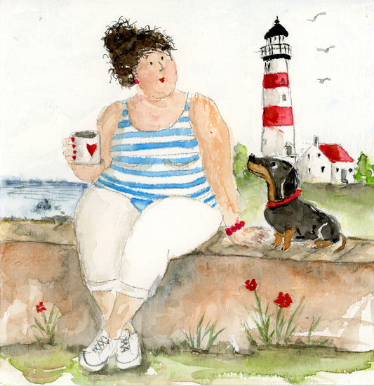 Fine Art Print – Kaffeepause am Meer | 15 × 15 cm