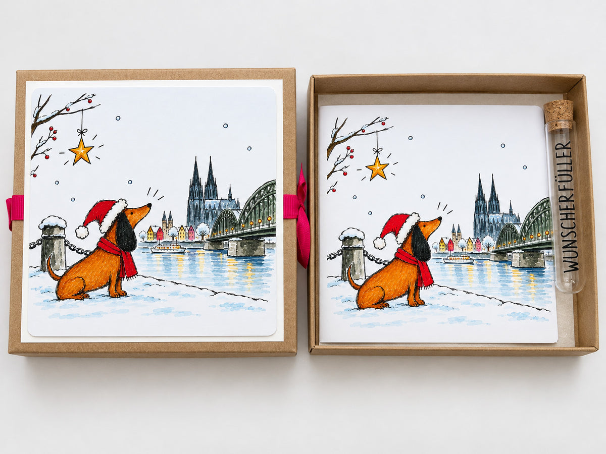Weihnachts-Geschenkbox mit Klappkarte & Wunscherfüller – 4 Motive