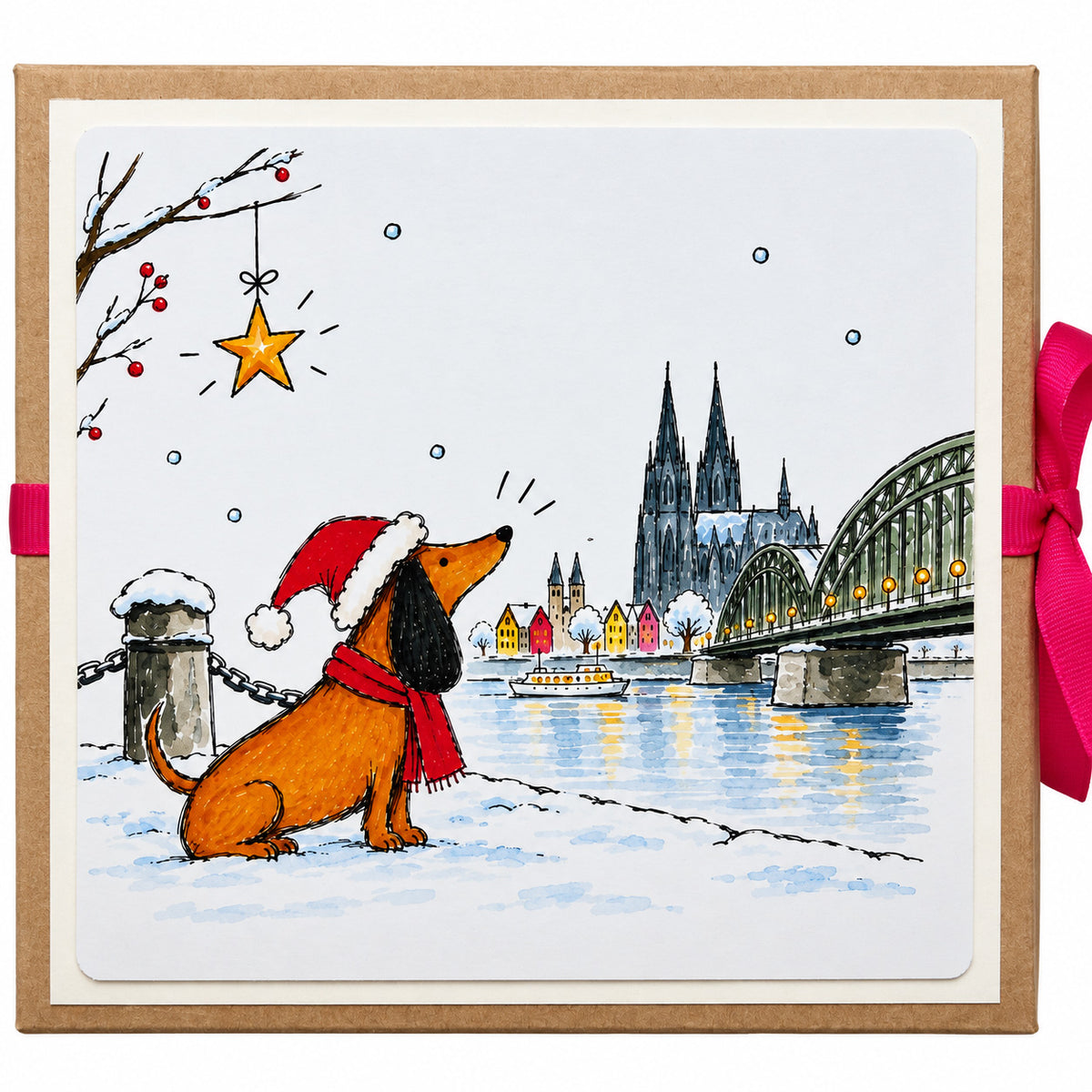 Weihnachts-Geschenkbox mit Klappkarte & Wunscherfüller – 4 Motive