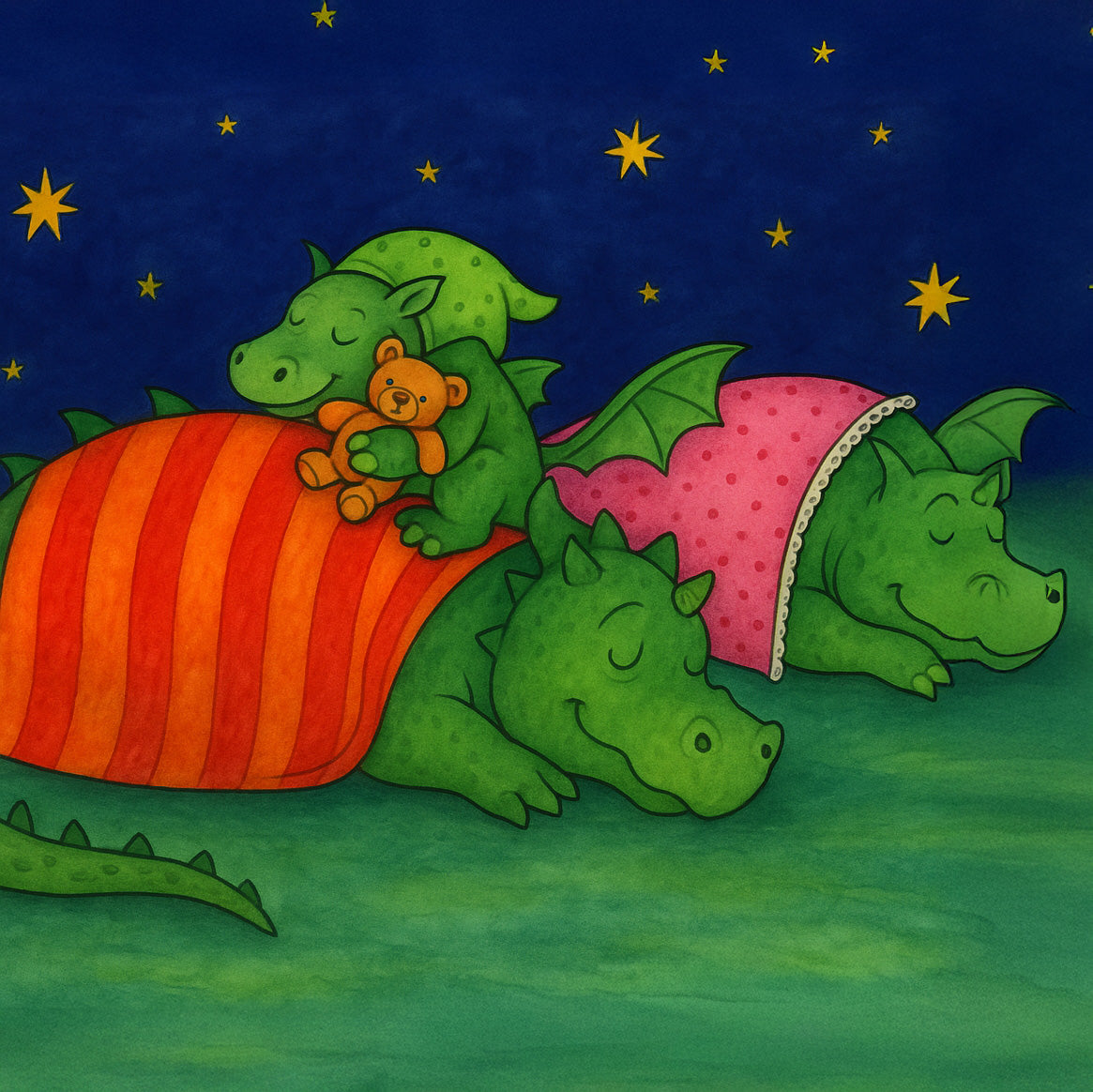 FineArt Print - quadratisch - Drachenfamilie