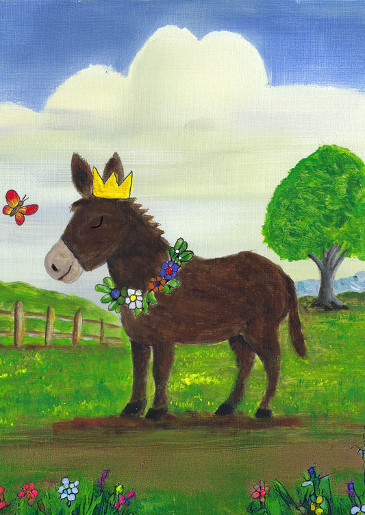 Klappkarte mit Umschlag - Esel mit Krone