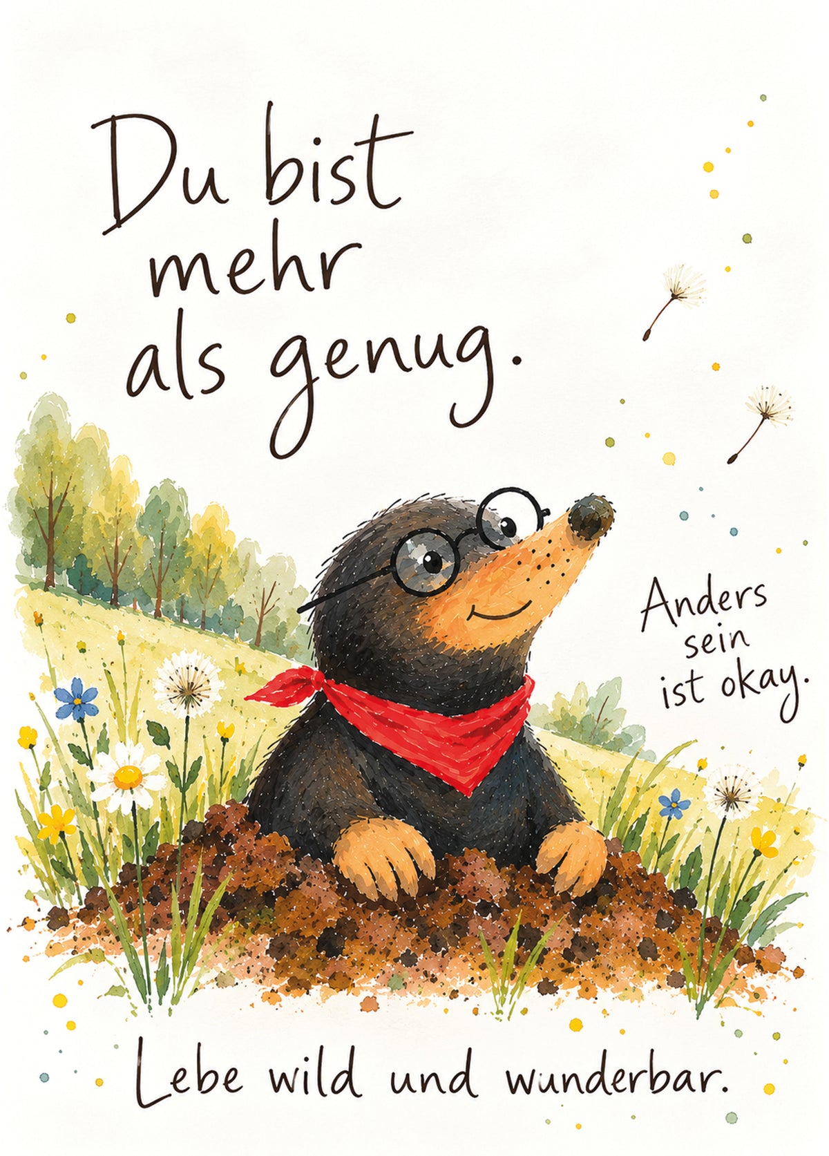 Postkarte „Du bist mehr als genug“ – Maulwurf