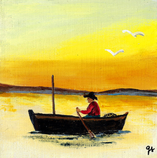 Original Acrylbild „Abendruhe“ – 10 × 10 cm