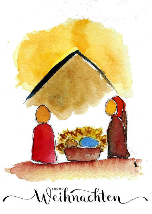 Klappkarten mit Umschlag - Krippe und Schriftzug