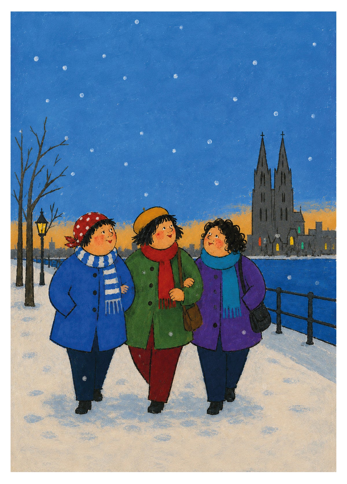 Postkarte Winterspaziergang in Köln