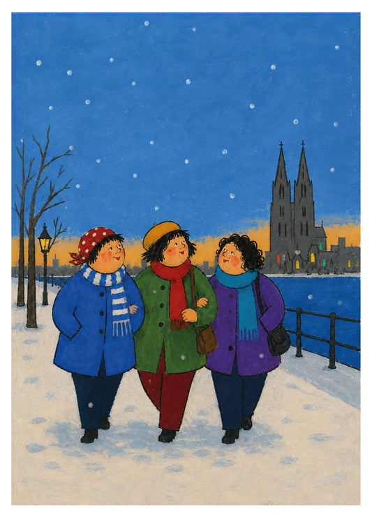 Postkarte Winterspaziergang in Köln