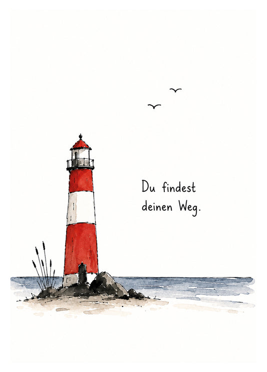 Postkarte „Du findest deinen Weg“ – Leuchtturm