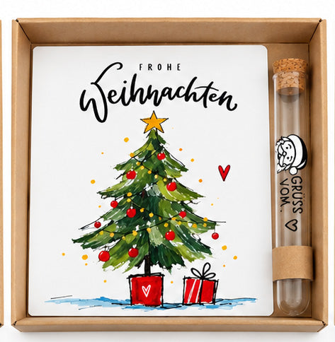 Geschenkbox Weihnachten – handgemacht mit Karte & Wunscherfüller