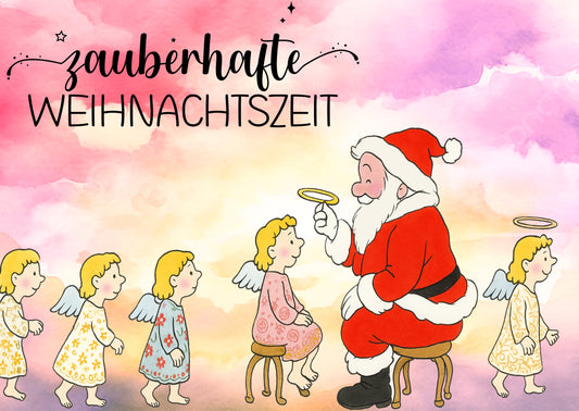 Klappkarten mit Umschlag - Nikolaus mit Engelchen